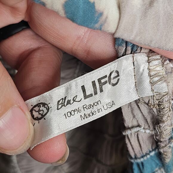 Blue Life Tie Dye Shirred Waist Open Shoulder Dress Size Small Beach Boho Summer - Picture 8 of 10